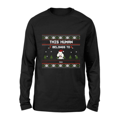 Personalized Dog Mom T-shirt/Long Sleeve/Sweatshirt/Hoodie - Up to 5 Dogs - Christmas Gift For Dog Lover - This Human Belongs To