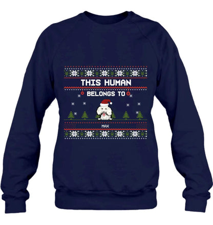 Personalized Dog Mom T-shirt/Long Sleeve/Sweatshirt/Hoodie - Up to 5 Dogs - Christmas Gift For Dog Lover - This Human Belongs To