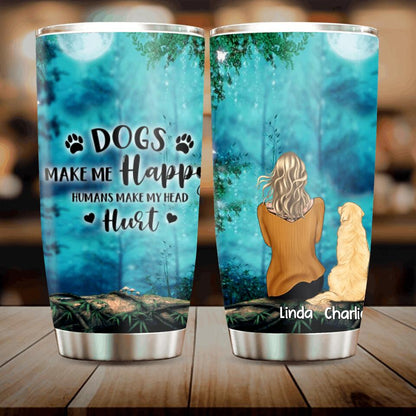 Personalized Memorial Dog Tumbler - Up to 5 Dogs - Gift For Dog Lovers - The Road To My Heart Is Paved With Paw Prints