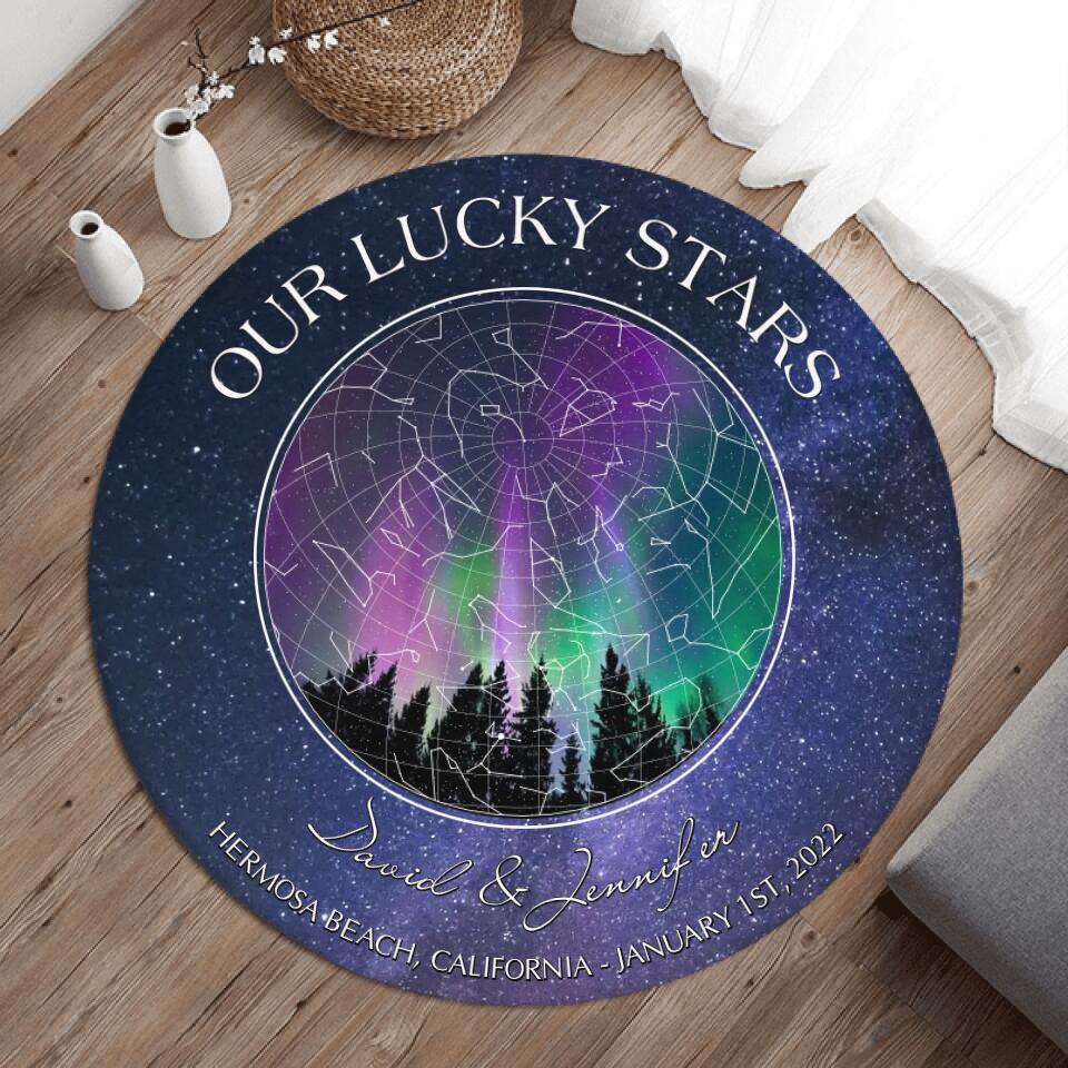 Personalized Couple Round Rug - Gift Idea for Couple - Our Lucky Stars