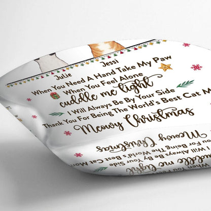 Personalized Cat Mom/Dad Pillow Cover - Christmas Gift Idea For Cat Lovers/Owners - Up to 4 Cats - When You Need A Hand, Take My Paw