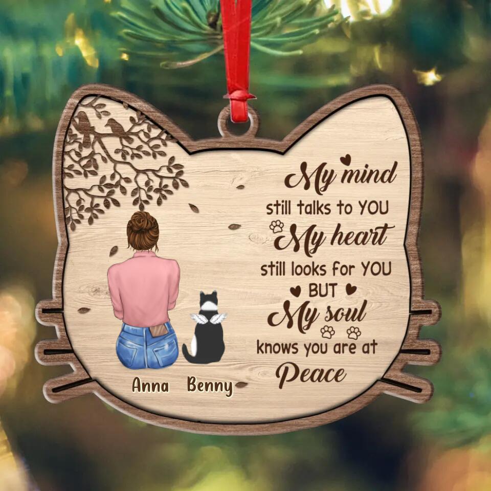 Personalized Cat Mom Wooden Ornament - Memorial Gift Idea For Cat Lovers - My Soul Knows You Are At Peace