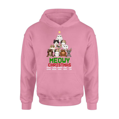 Personalized Meowy Christmas T-shirt/Long Sleeve/Sweatshirt/Hoodie - Up to 10 Cats - Christmas Gift Idea For Cat Lover