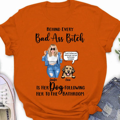 Personalized Dog Following To The Bathroom T-shirt/Long Sleeve/Sweatshirt/Hoodie - Gift Idea For Dog Lover - Up to 4 Dogs - I Will Follow You Wherever You Go Bathroom Included