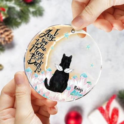 Personalized Christmas Acrylic Ornament - Gift Idea For Dog/Cat Owner - I Love You To The Moon & Back