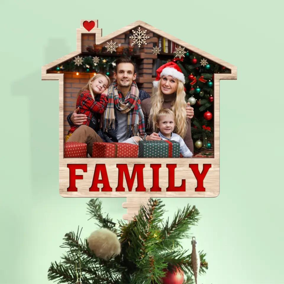 Personalized Family Photo Tree Topper - Christmas Gift Idea for Family