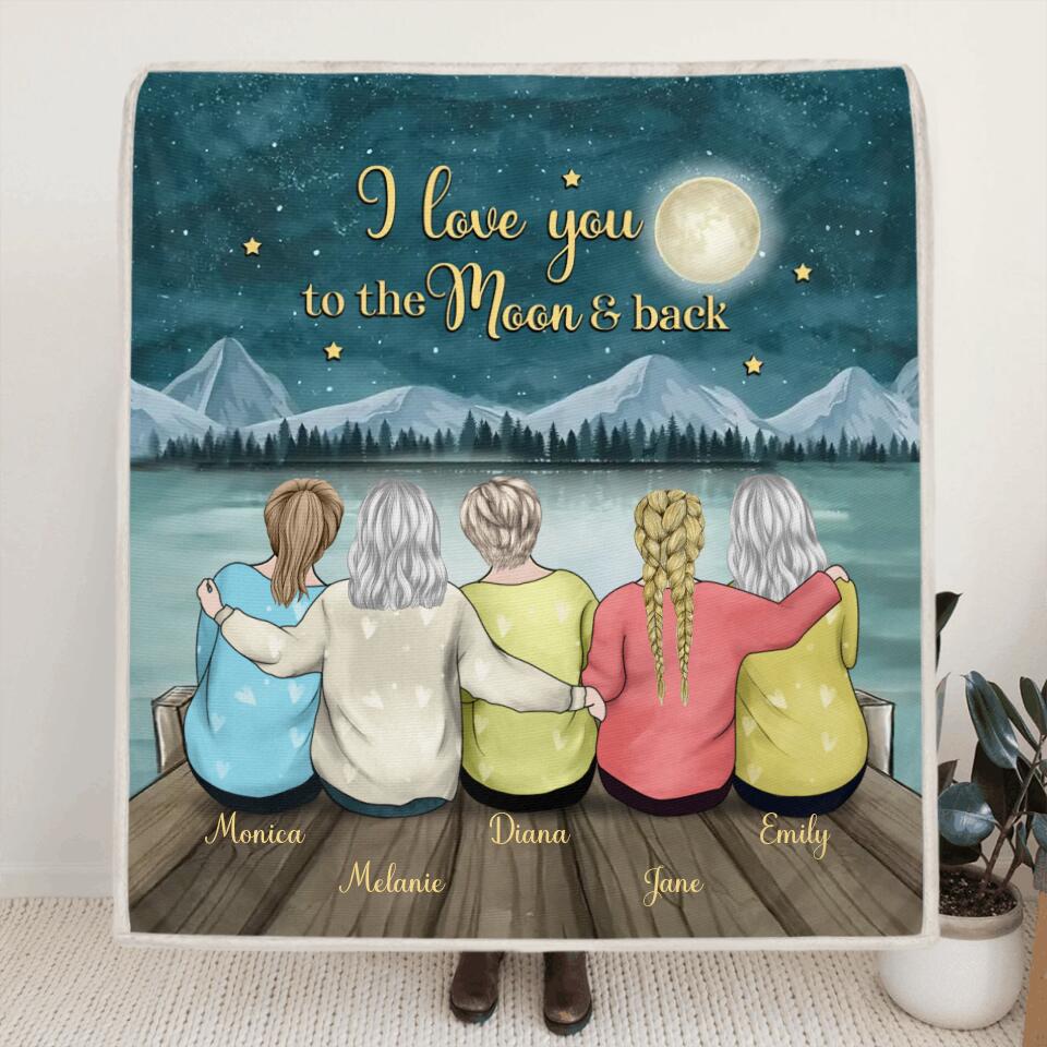 Personalized Mother and Daughters Moonlight Quilt/Fleece Blanket - Mother's day gift from daughter to mom - Up to 4 Daughters