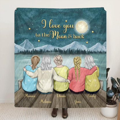 Personalized Mother and Daughters Moonlight Quilt/Fleece Blanket - Mother's day gift from daughter to mom - Up to 4 Daughters