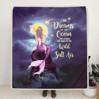 Personalized Mermaid Girl Quilt/Fleece Blanket - Gift for Girls, Mermaid lovers