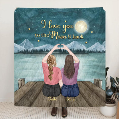 Personalized Best Friends Quilt/Fleece Blanket - Gift for BFF - I love you to the moon and back