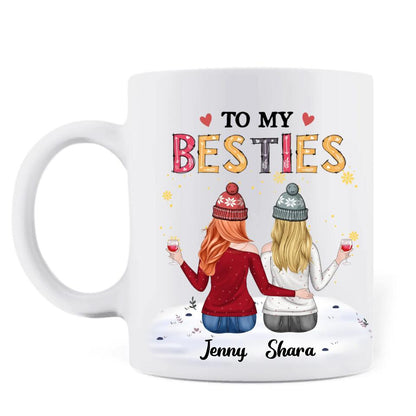 Personalized Besties Mug - Christmas Gift Idea for Friends/Besties/Sisters - Merry Christmas