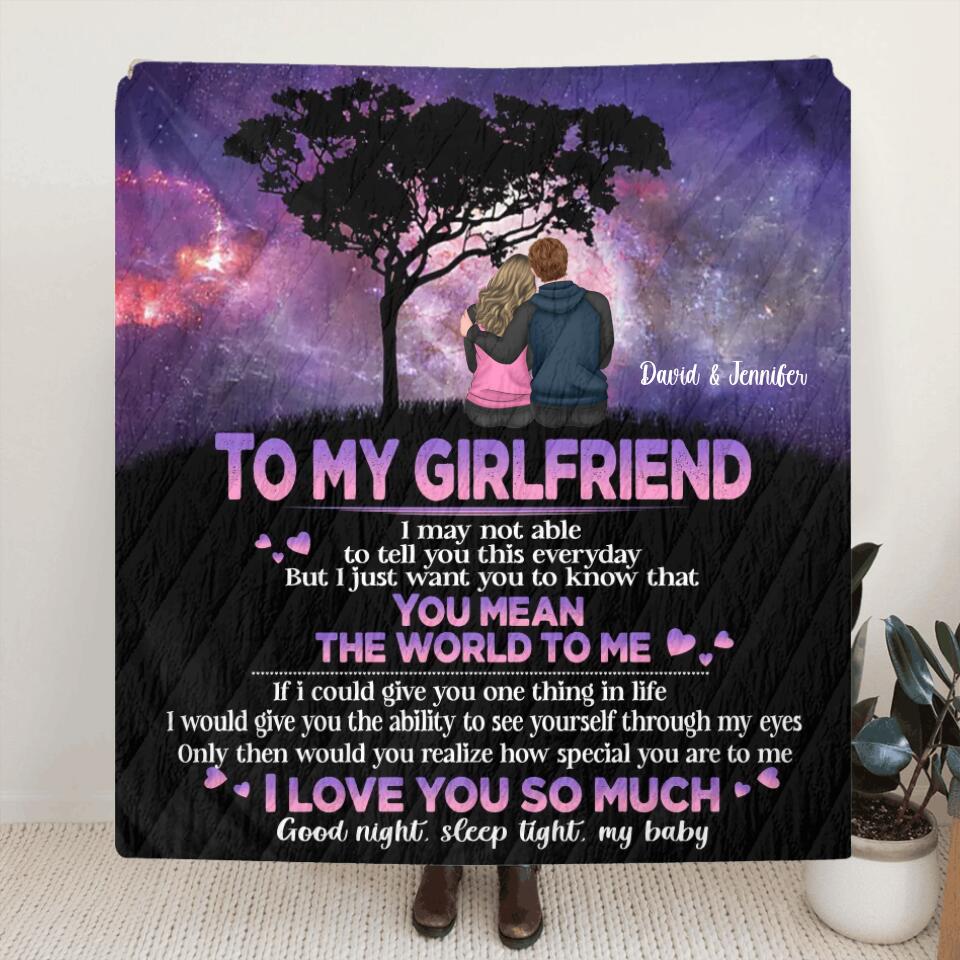 Personalized Couple Fleece Throw Blanket/Quilt - Gift Idea For Couple - You Mean The World To Me