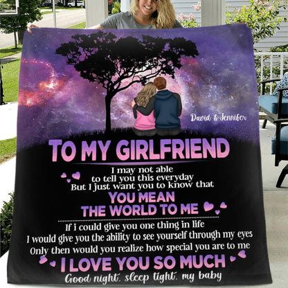 Personalized Couple Fleece Throw Blanket/Quilt - Gift Idea For Couple - You Mean The World To Me