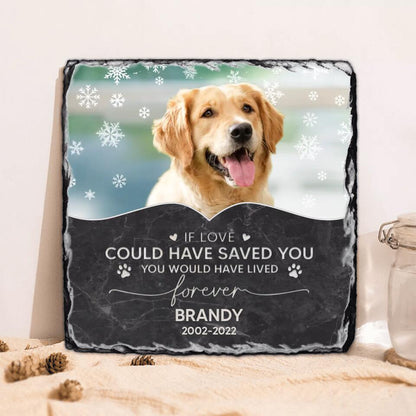 Personalized Memorial Pet Photo Square Lithograph - Memorial Gift Idea For Dog/Cat/Horse Owners - If Love Could Have Saved You You Would Have Lived Forever