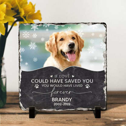 Personalized Memorial Pet Photo Square Lithograph - Memorial Gift Idea For Dog/Cat/Horse Owners - If Love Could Have Saved You You Would Have Lived Forever