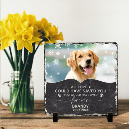 Personalized Memorial Pet Photo Square Lithograph - Memorial Gift Idea For Dog/Cat/Horse Owners - If Love Could Have Saved You You Would Have Lived Forever