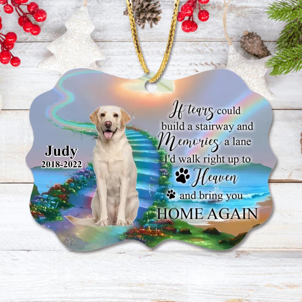 Personalized Cat Dog In Heaven Wooden Ornament - Upload Photo - Memorial Gift Idea For Pet Lover - If Tears Could Build A Stairway