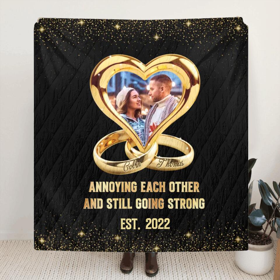 Personalized Couple Quilt/Fleece Blanket - Anniversary Gift Idea For Couple - Annoying Each Other And Still Going Strong