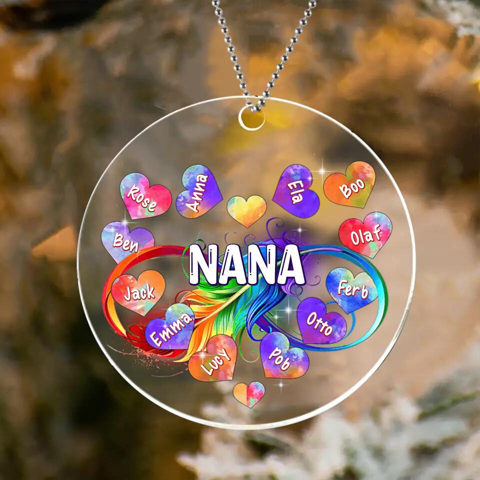 Personalized Heart Acrylic Ornament - Up to 12 Names - Christmas Gift Idea For Family