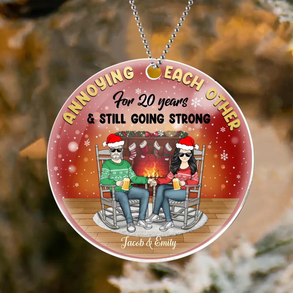 Personalized Christmas Couple Circle Acrylic Ornament - Gift Idea For Couple - Annoying Each Other For 20 Years & Still Going Strong