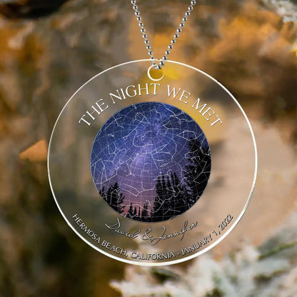 Personalized Couple Star Map Acrylic Ornament - Christmas/Birthday/Anniversary Gift Idea For Couple - The Night We Met