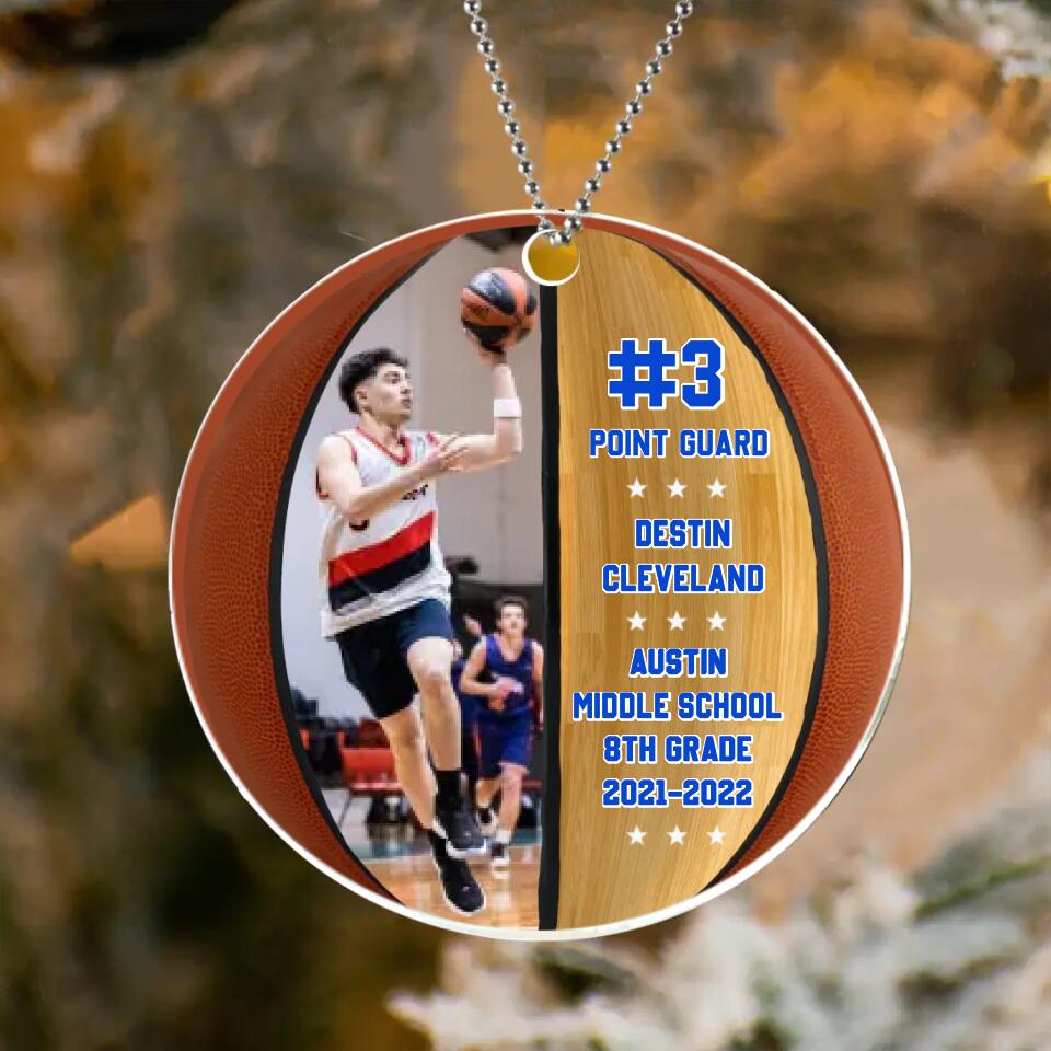 Personalized Basketball Acrylic Ornament - Upload Photo - Christmas Gift Idea For Son/Basketball Lover