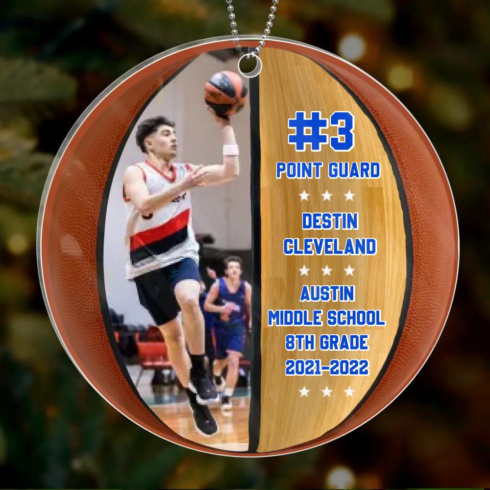 Personalized Basketball Acrylic Ornament - Upload Photo - Christmas Gift Idea For Son/Basketball Lover