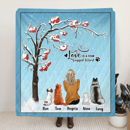 Personalized Dog Cat Quilt/Fleece Blanket - Gift For Dog Cat Lovers - Up to 4 Pets