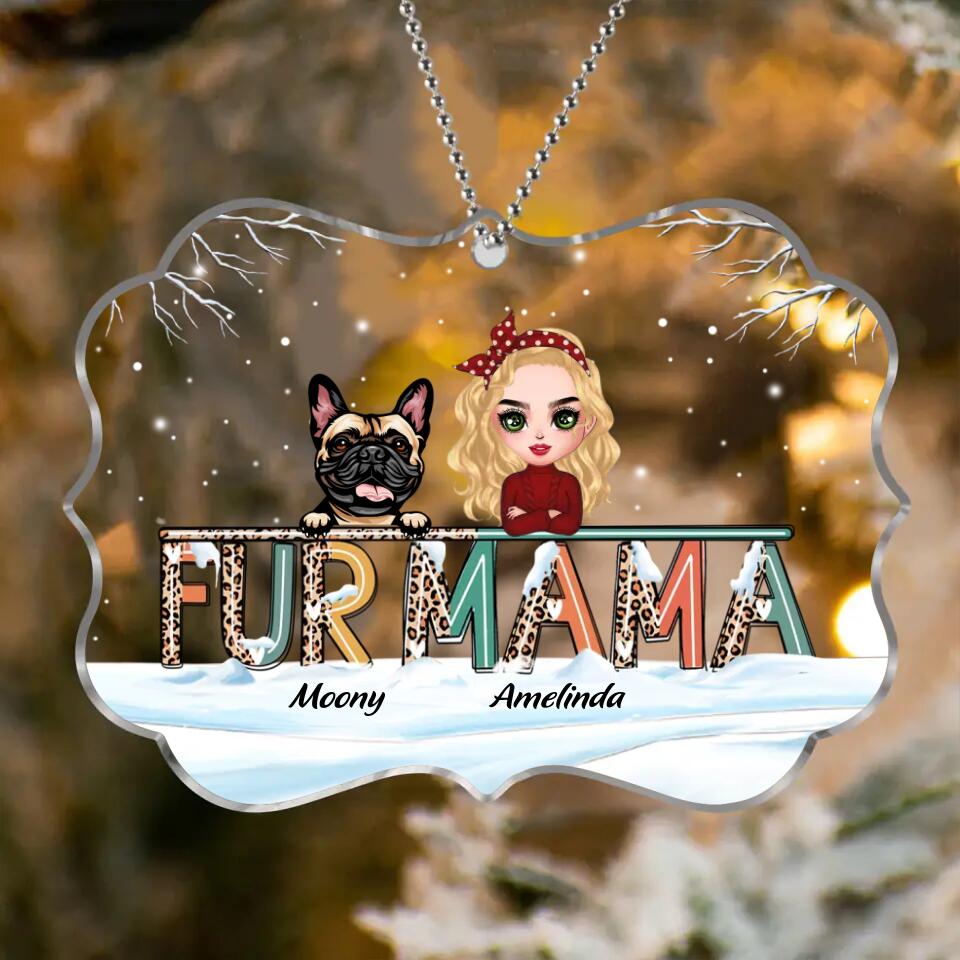 Personalized Dog/Cat Mom Rectangle Acrylic Ornament - Gift Idea For Dog/Cat Lovers - Up To 5 Cats/Dogs - Fur Mama