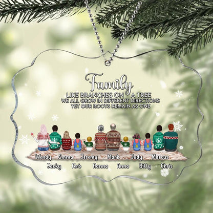 Personalized Family Rectangle Acrylic Ornament - Up to 12 People - Gift Idea For Family - Family Like Branches On A Tree