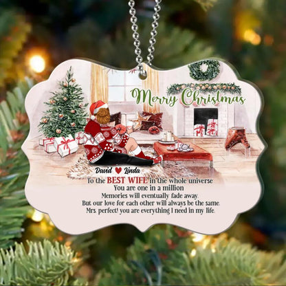 Personalized Hugging Couple Xmas Rectangle Ornament - Gift Idea For Couple - To The Best Wife In The Whole Universe