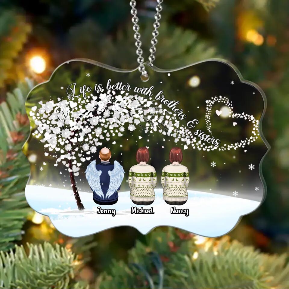 Personalized Brothers & Sisters Rectangle Acrylic Ornament - Gift Idea For Siblings/Family - Up to 5 People - Life Is Better With Brothers & Sisters