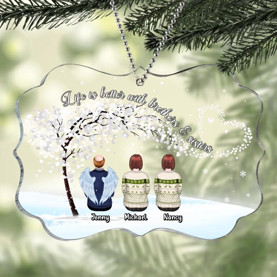 Personalized Brothers & Sisters Rectangle Acrylic Ornament - Gift Idea For Siblings/Family - Up to 5 People - Life Is Better With Brothers & Sisters
