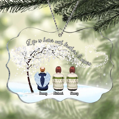 Personalized Brothers & Sisters Rectangle Acrylic Ornament - Gift Idea For Siblings/Family - Up to 5 People - Life Is Better With Brothers & Sisters