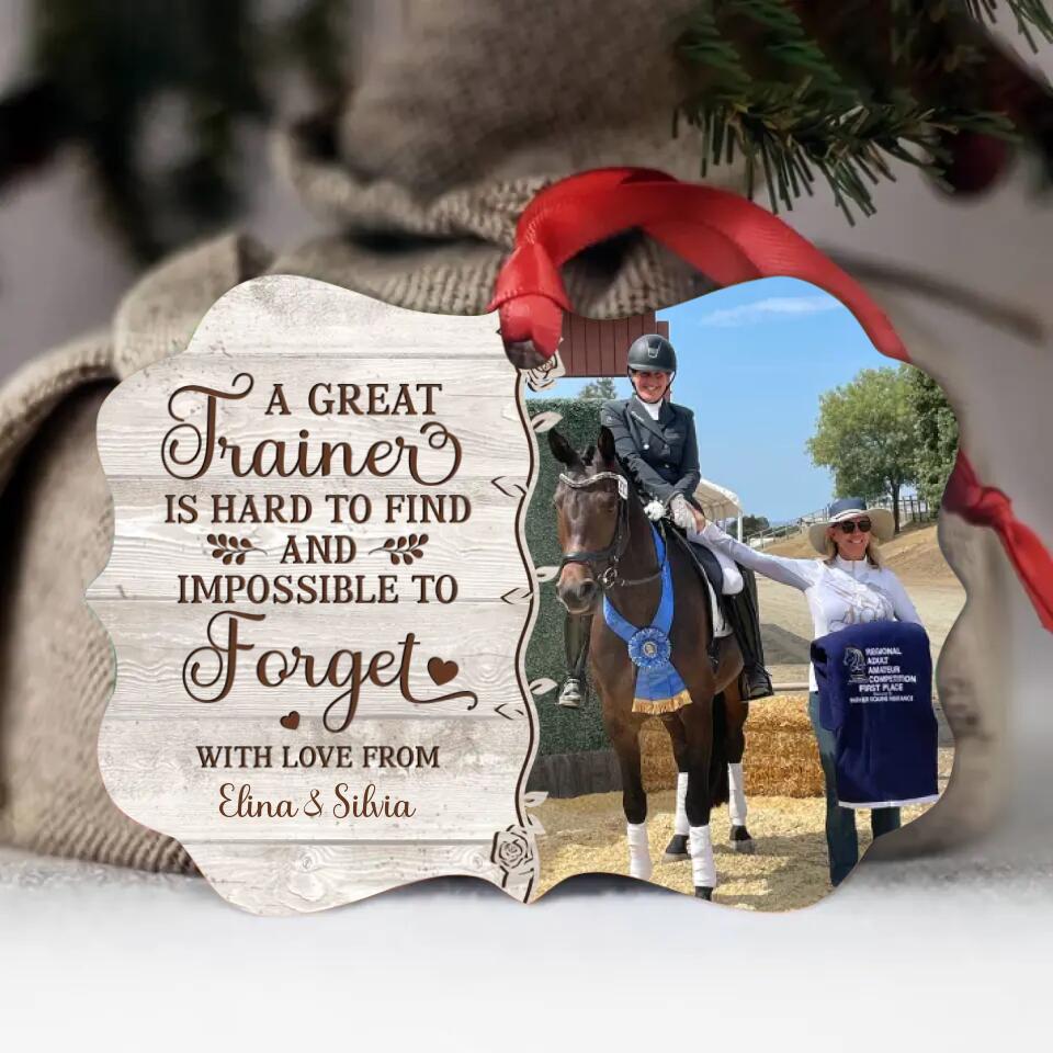 Personalized Horse Trainer Rectangle Wooden Ornament - Gift For Horse Trainer Equestrian - A Great Trainer Is Hard To Find And Impossible To Forget