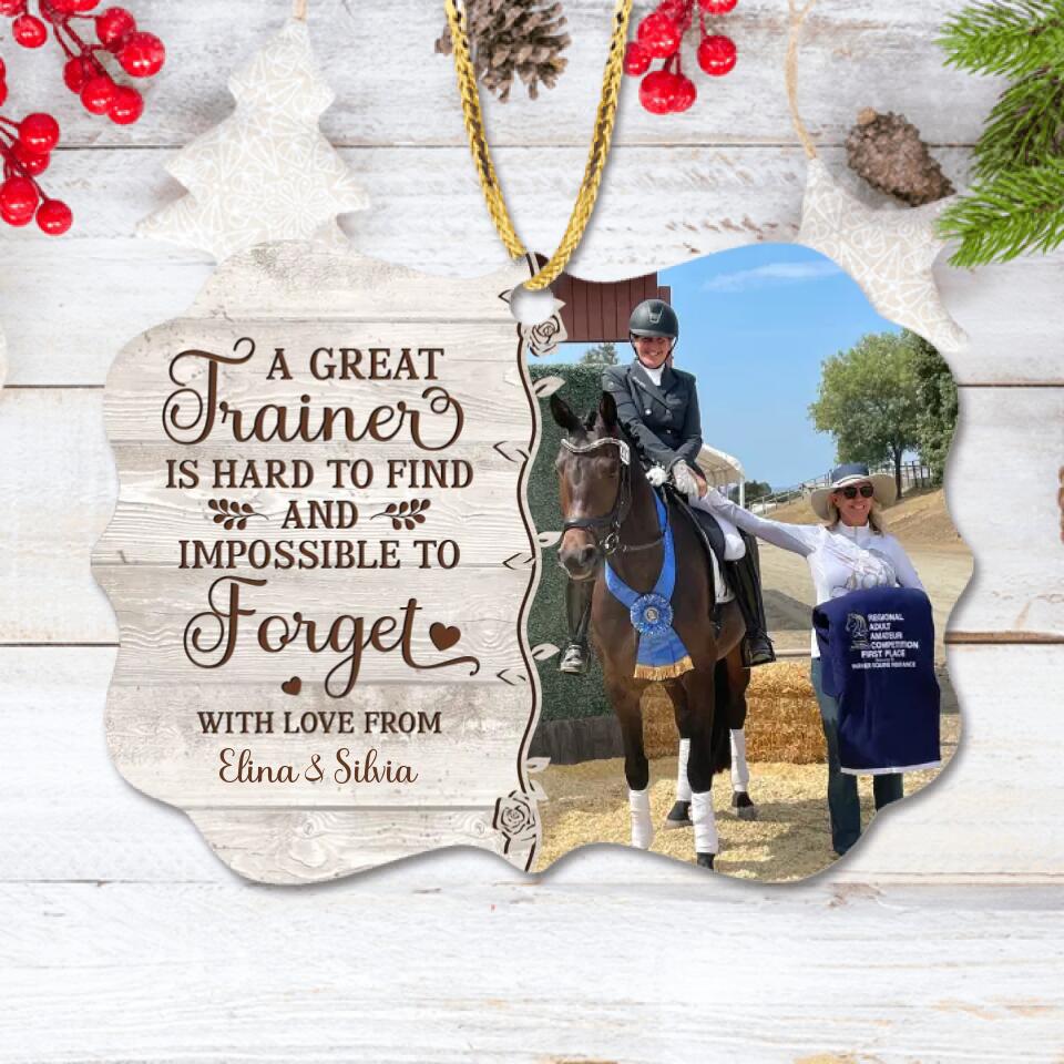 Personalized Horse Trainer Rectangle Wooden Ornament - Gift For Horse Trainer Equestrian - A Great Trainer Is Hard To Find And Impossible To Forget