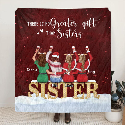 Personalized Besties/Sisters Xmas Quilt/Fleece Throw Blanket - Gift Idea For Best Friends - Up to 4 Friends - There Is No Greater Gift Than Sisters