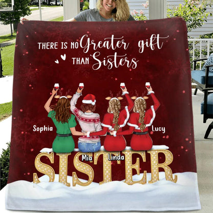 Personalized Besties/Sisters Xmas Quilt/Fleece Throw Blanket - Gift Idea For Best Friends - Up to 4 Friends - There Is No Greater Gift Than Sisters
