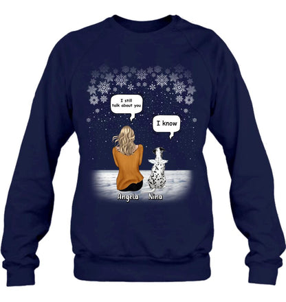 Personalized Memorial Pet T-shirt/Long Sleeve/Sweatshirt/Hoodie - Adult/Couple With Up to 4 Pets - Memorial Gift Idea For Dog/Cat Lover - I Still Talk About You