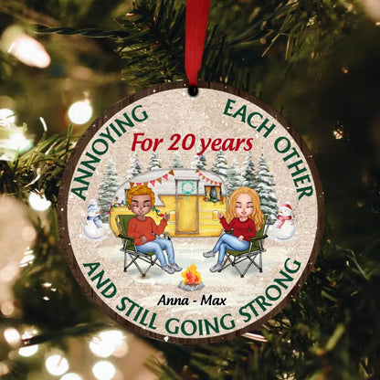 Personalized Couple Camping Wooden Ornament - Christmas Gift Idea For Couple/Camping Lover - Husband And Wife Camping Partners For Life