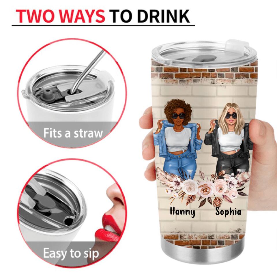 Personalized Besties Tumbler - Up to 4 Girls - Christmas Gift Idea For Friends - I'm Not An Alcoholic But My Besties Are