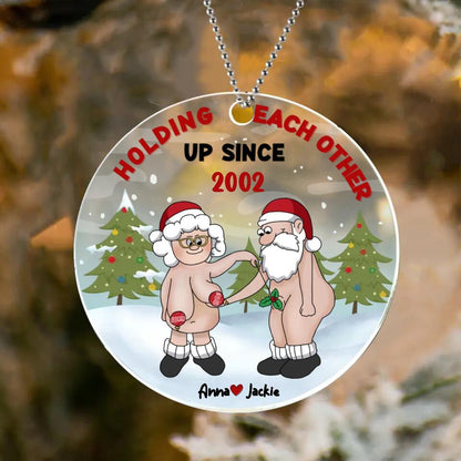 Personalized Circle Acrylic Ornament - Gift Idea For Xmas - Holding Each Other Up Since 2002