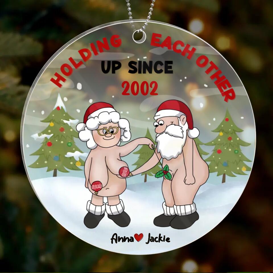 Personalized Circle Acrylic Ornament - Gift Idea For Xmas - Holding Each Other Up Since 2002