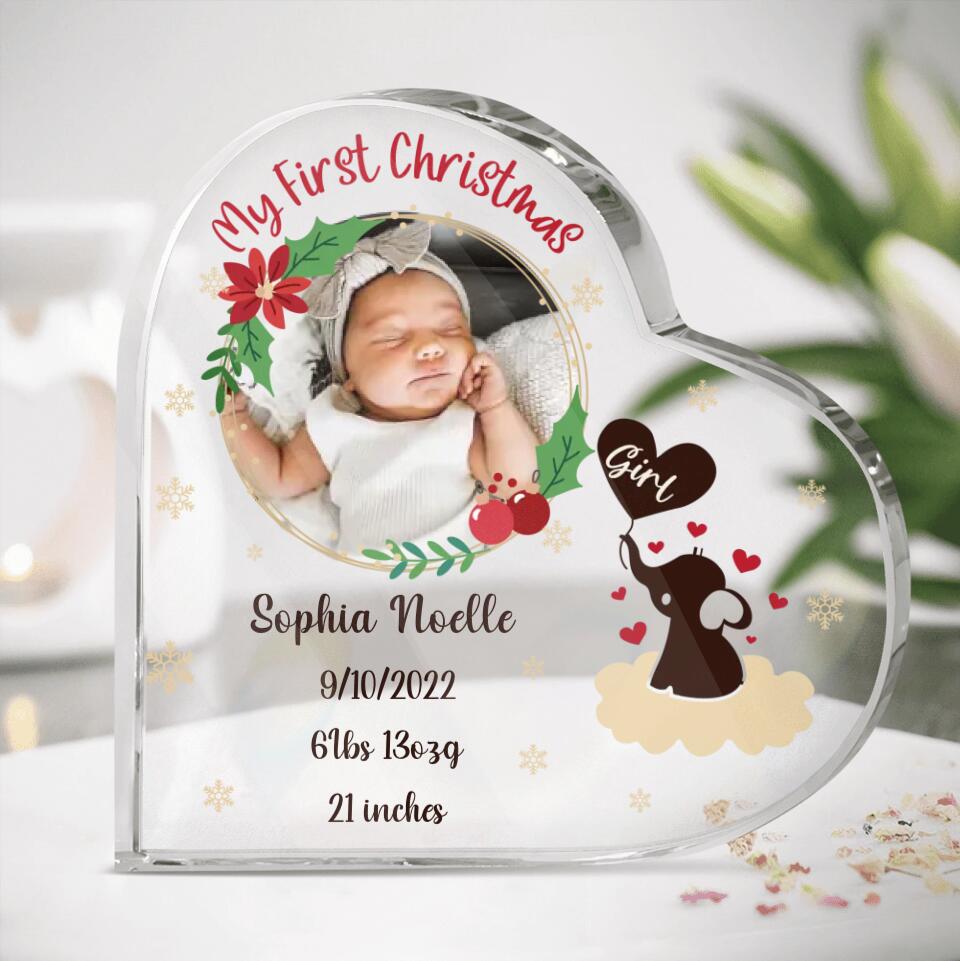 Personalized Baby Photo Acrylic Plaque - Christmas Gift Idea For Baby - My First Christmas