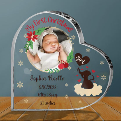 Personalized Baby Photo Acrylic Plaque - Christmas Gift Idea For Baby - My First Christmas