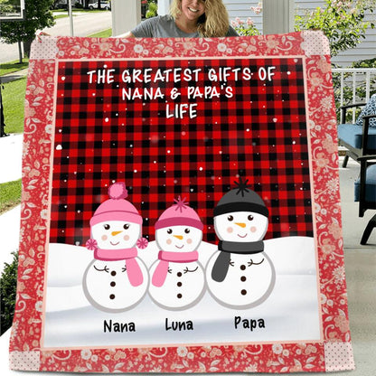 Personalized Grandparents Quilt/Fleece Throw Blanket - Christmas Gift For Grandparents - Up To 20 Grandkids - The Greatest Gifts Of Nana & Papa's Life