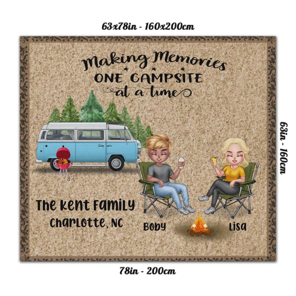 Personalized Camping Chibi Rug - Man/Woman/Couple - Gift Idea For Camping Lover - Making Memories One Campsite At A Time