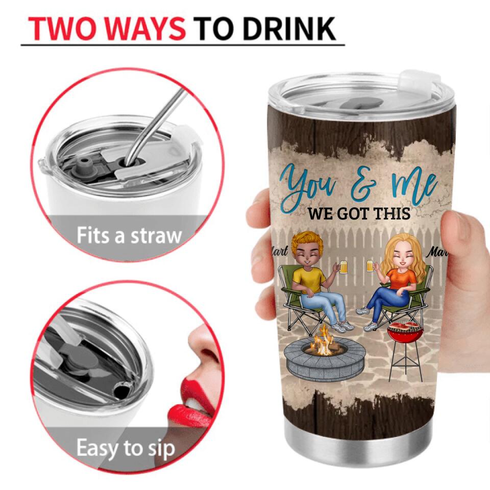 Personalized Couple Tumbler - Gift Idea For Couple/Camping Lover - Husband & Wife Drinking Buddies For Life