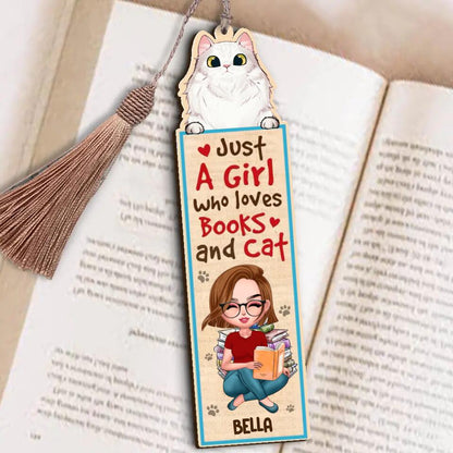 Personalized Cat Bookmark - Gift Idea For Book/Cat Lovers - Just A Girl Who Loves Books And Cat