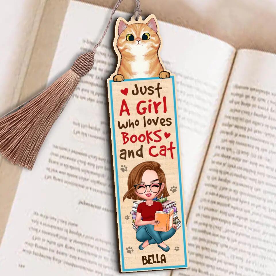Personalized Cat Bookmark - Gift Idea For Book/Cat Lovers - Just A Girl Who Loves Books And Cat